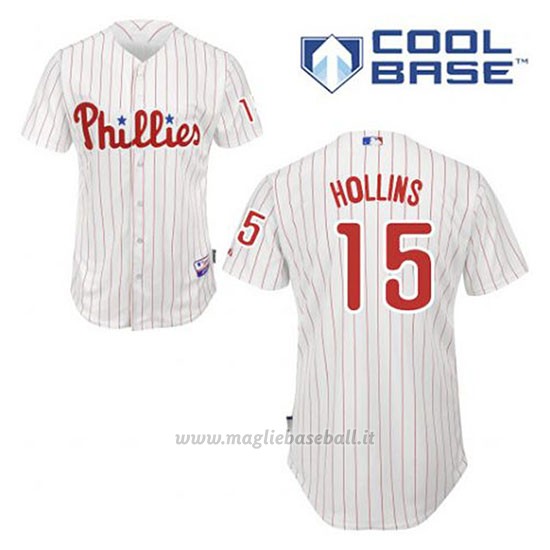 Maglia Baseball Uomo Philadelphia Phillies Dave Hollins 15 Bianco 1ªCool Base